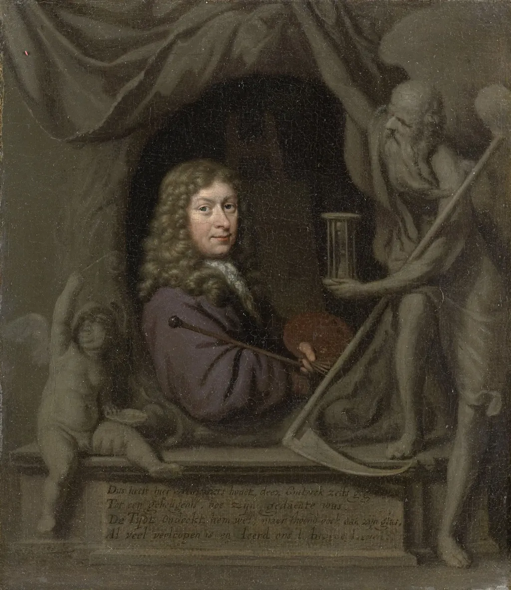 Self portrait, by Michiel van Musscher, oil, 1693
