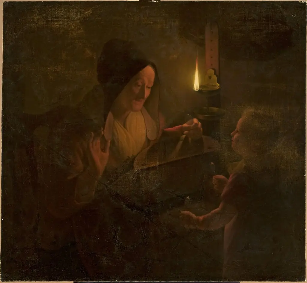 Figural scene by candlelight, by Michiel Versteegh