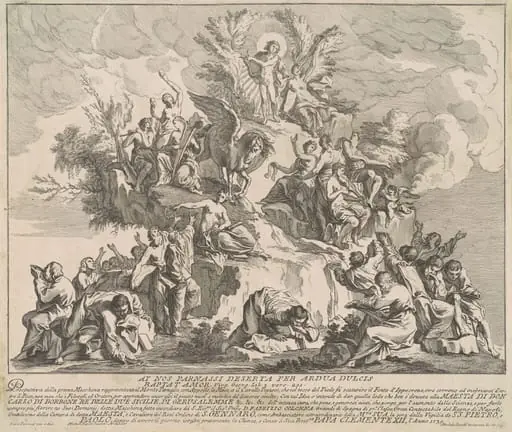 The Prima Macchina for the Chinea of 1739: Mount Parnassus with Apollo, the Muses, and Pegasus, by Miguel de Sorellò