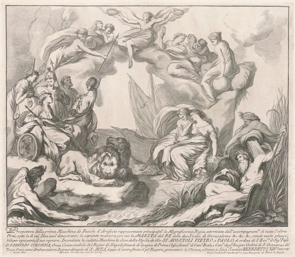 The Prima Macchina for the Chinea of 1741: Allegory of Regal Magnificence, by Miguel de Sorellò, ink, 1741