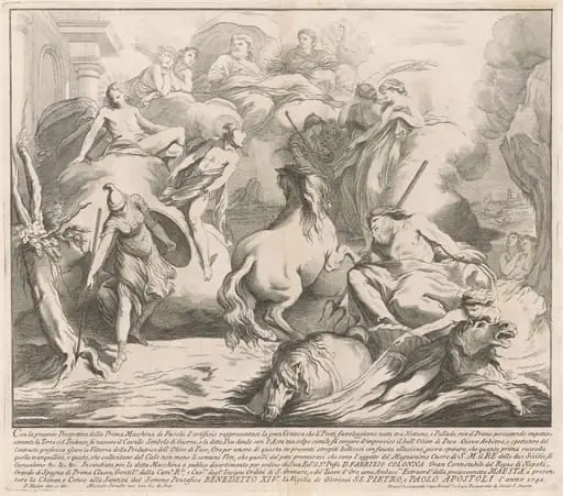 The Prima Macchina for the Chinea of 1742: The Contest of Neptune and Minerva, by Miguel de Sorellò