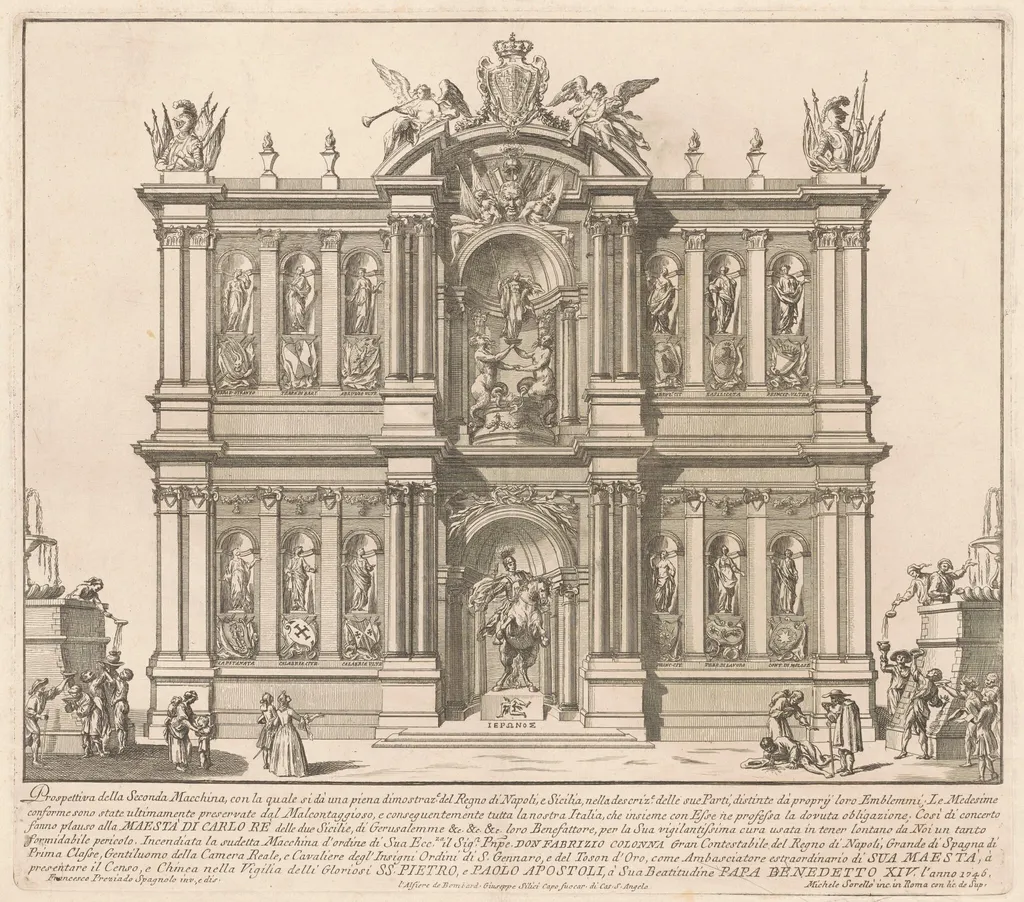 The Seconda Macchina for the Chinea of 1746: The Territories of the Kingdom of Naples, by Miguel de Sorellò, ink, 1746