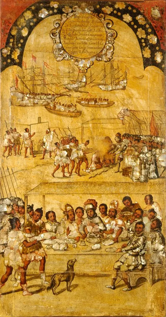 La Conquista de México. Tabla I, by Miguel Gonzales