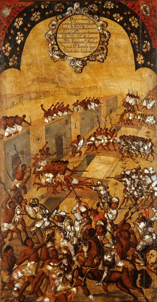 La Conquista de México. Tabla XX, by Miguel Gonzales