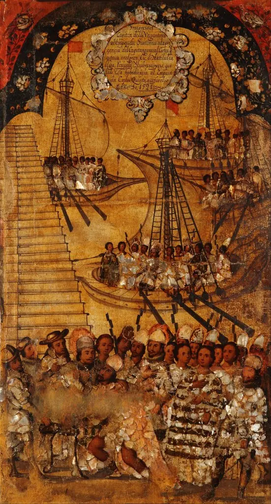 La Conquista de México. Tabla XXIV, by Miguel Gonzales