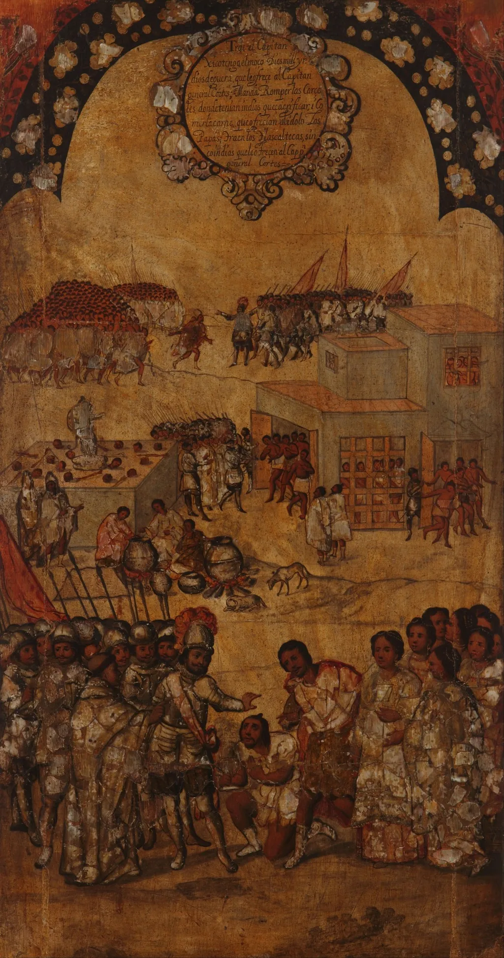 The Conquest of Mexico. Panel 6, by Miguel Gonzales, unspecified, 1685