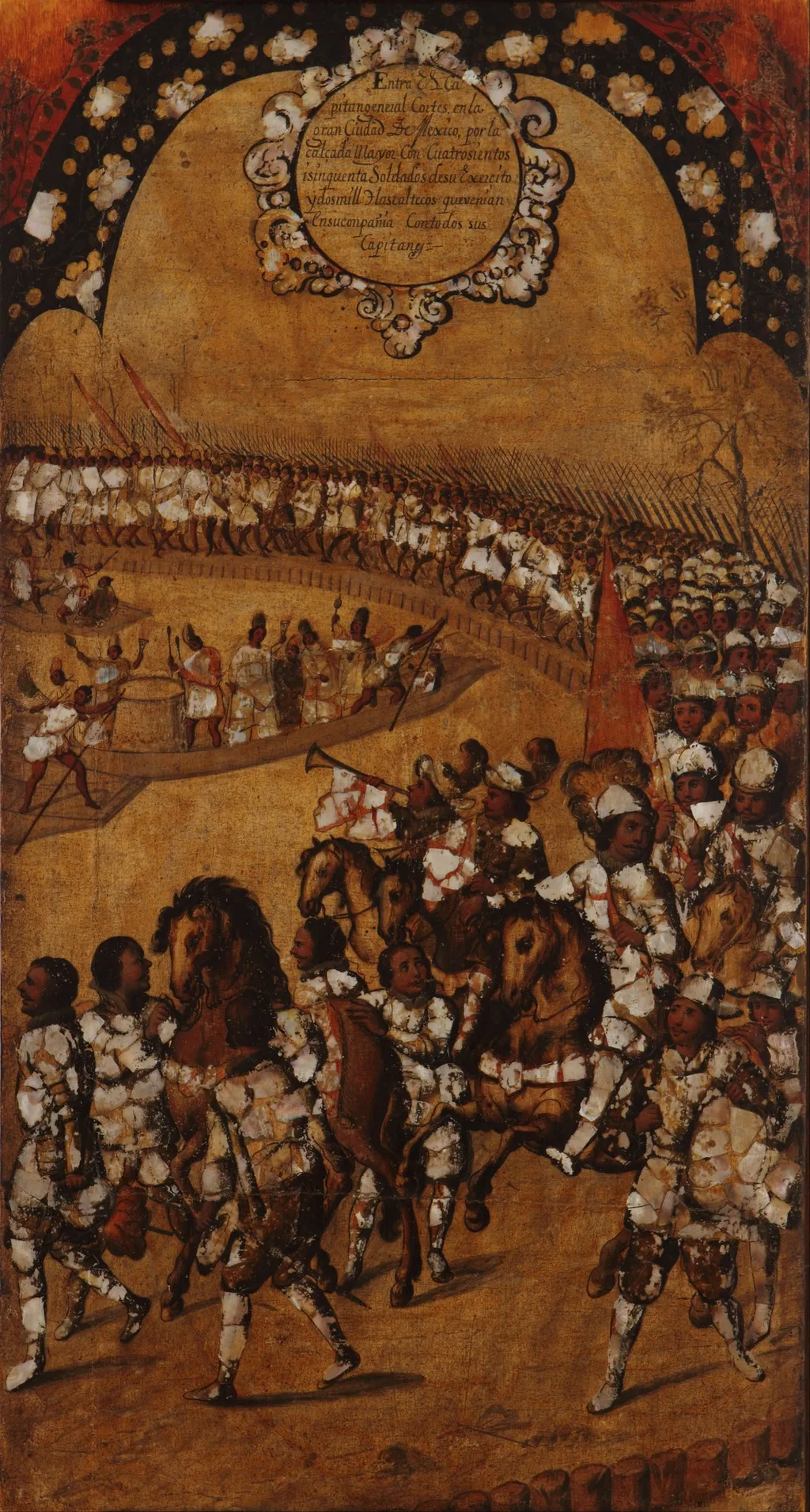 The Conquest of Mexico, Tablet 9, by Miguel Gonzales, unspecified, 1685
