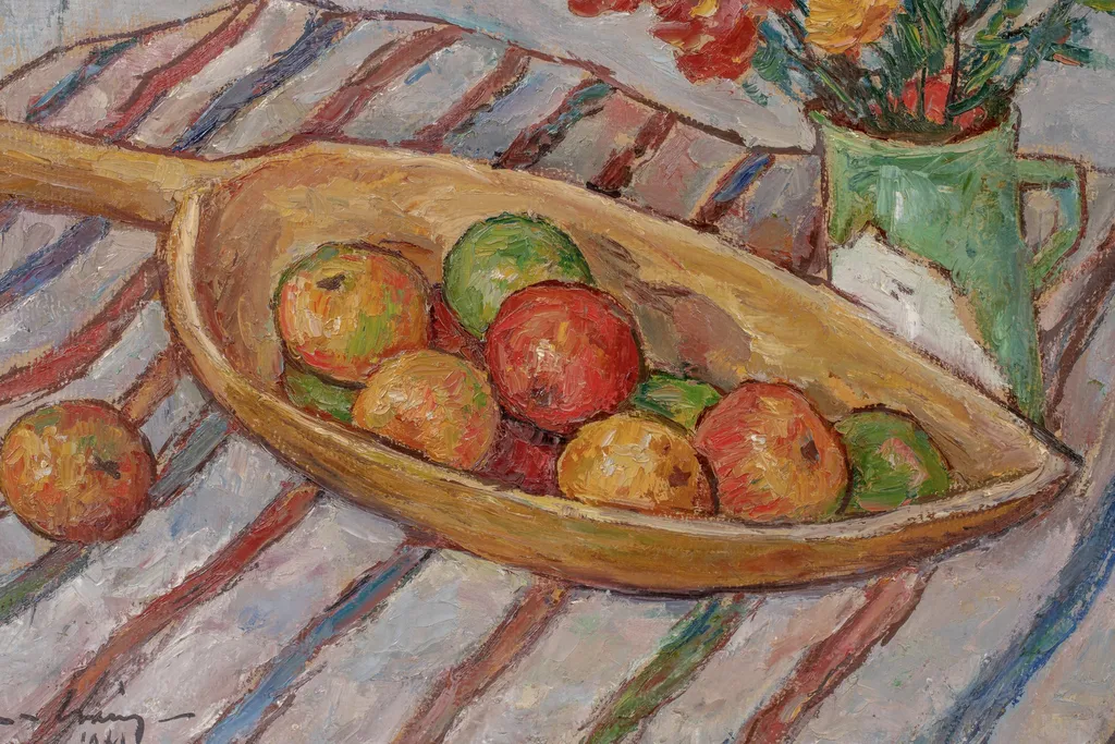Natură moartă cu mere și flori, by Mihăilescu-Craiu Victor, unspecified, 1945
