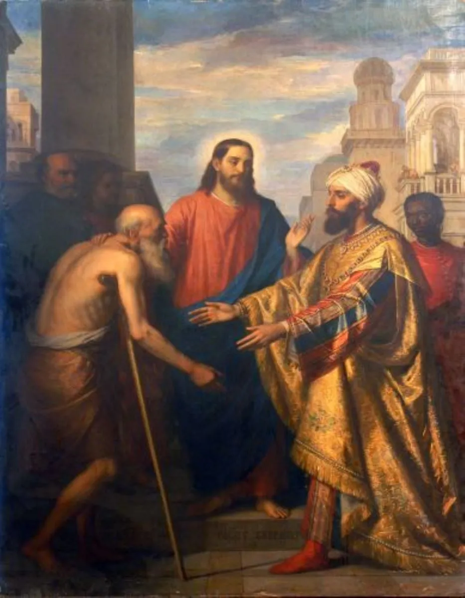 Împăcarea bogatului cu săracul, by Mihály Kovács, unspecified, 1850