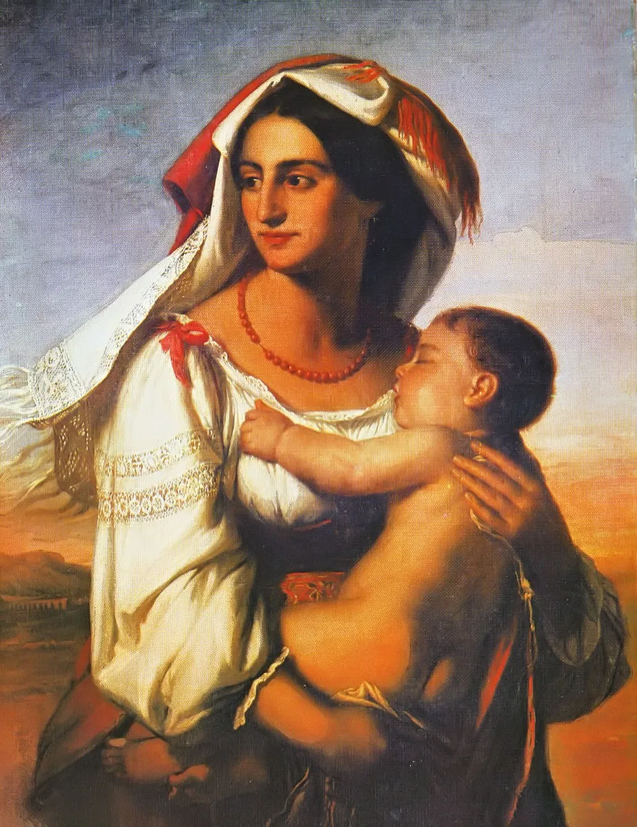 Italian Woman, by Mihály Kovács, oil, 1851