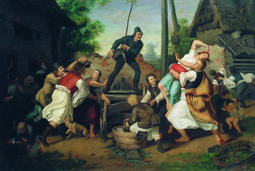 Easter Sprinkling, by Mihály Munkácsy, oil, 1865