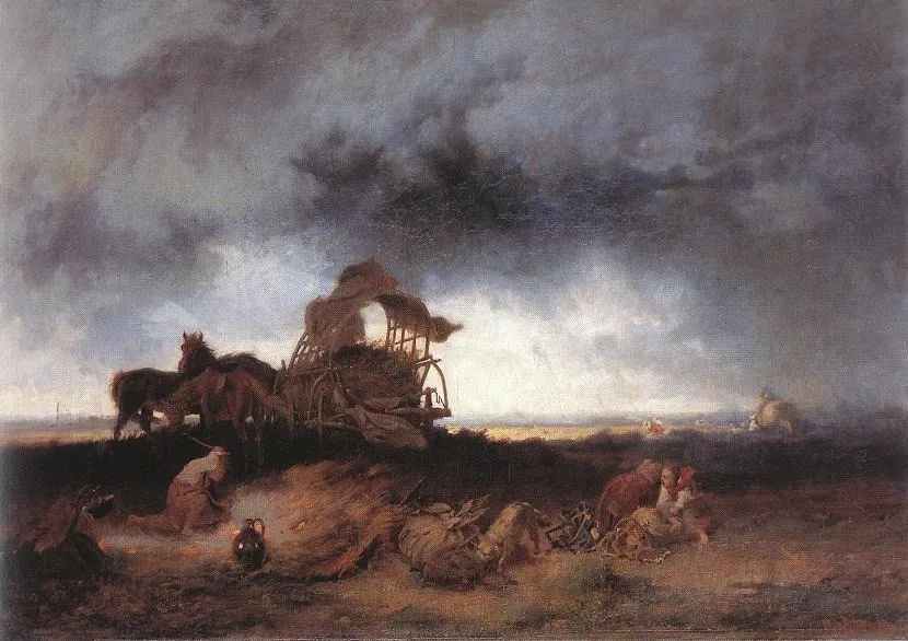 Storm at the Puszta, by Mihály Munkácsy, oil, 1867