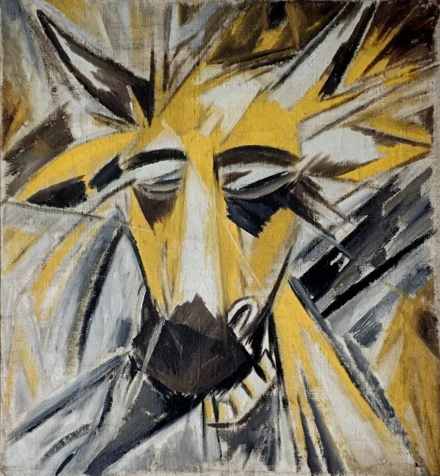 Bull's Head, by Mikhail Larionov, oil, 1913