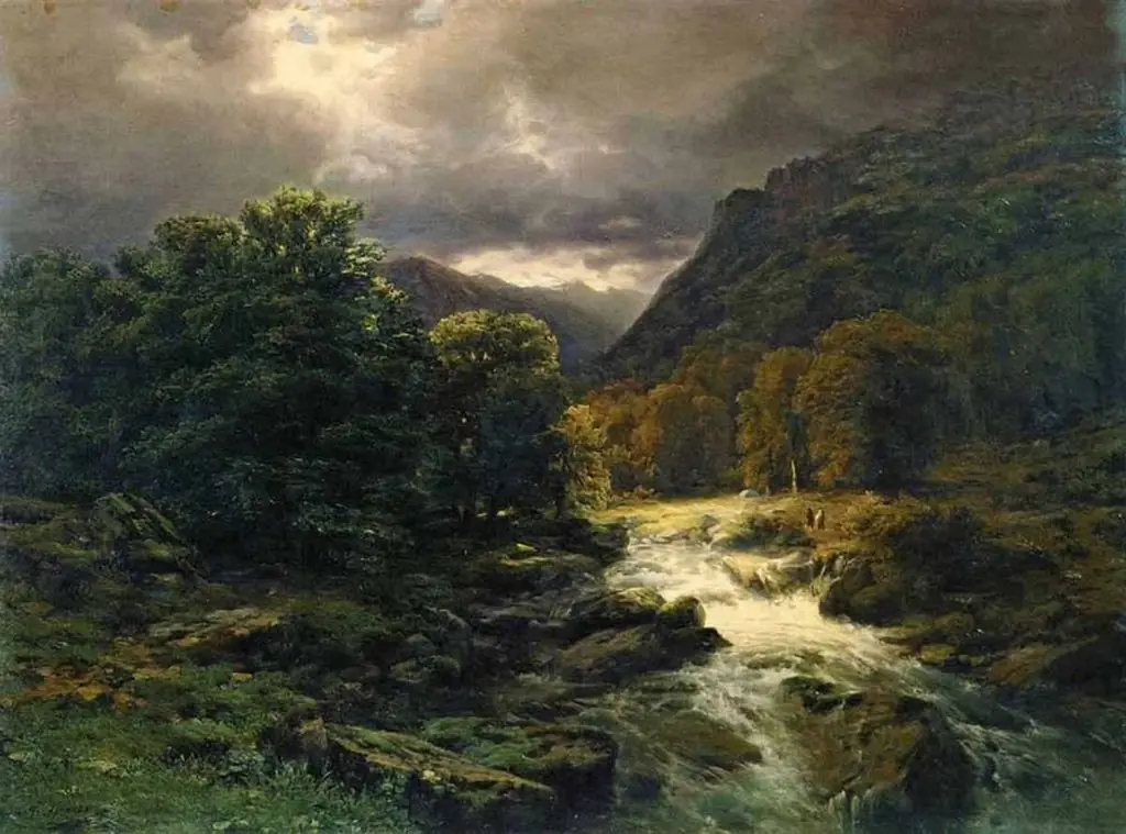 Reichenbach Falls near Meiringen in Switzerland, by Mikhail Spiridonovich Erassi