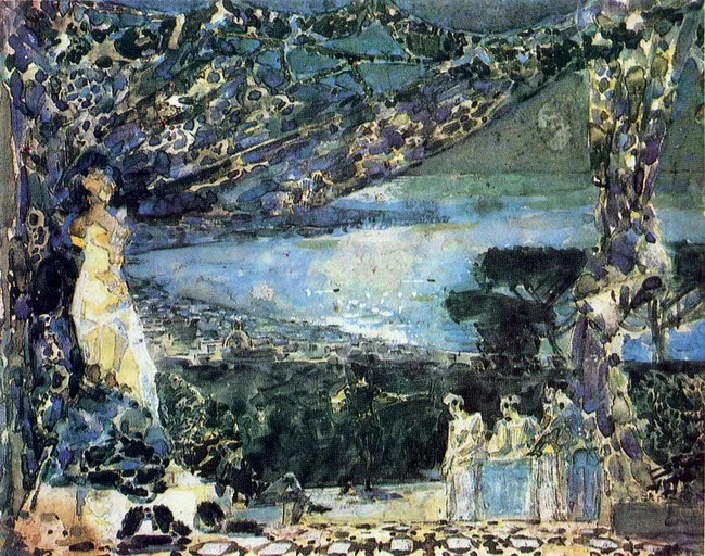 Neapolitan night, by Mikhail Vrubel, unspecified, 1896