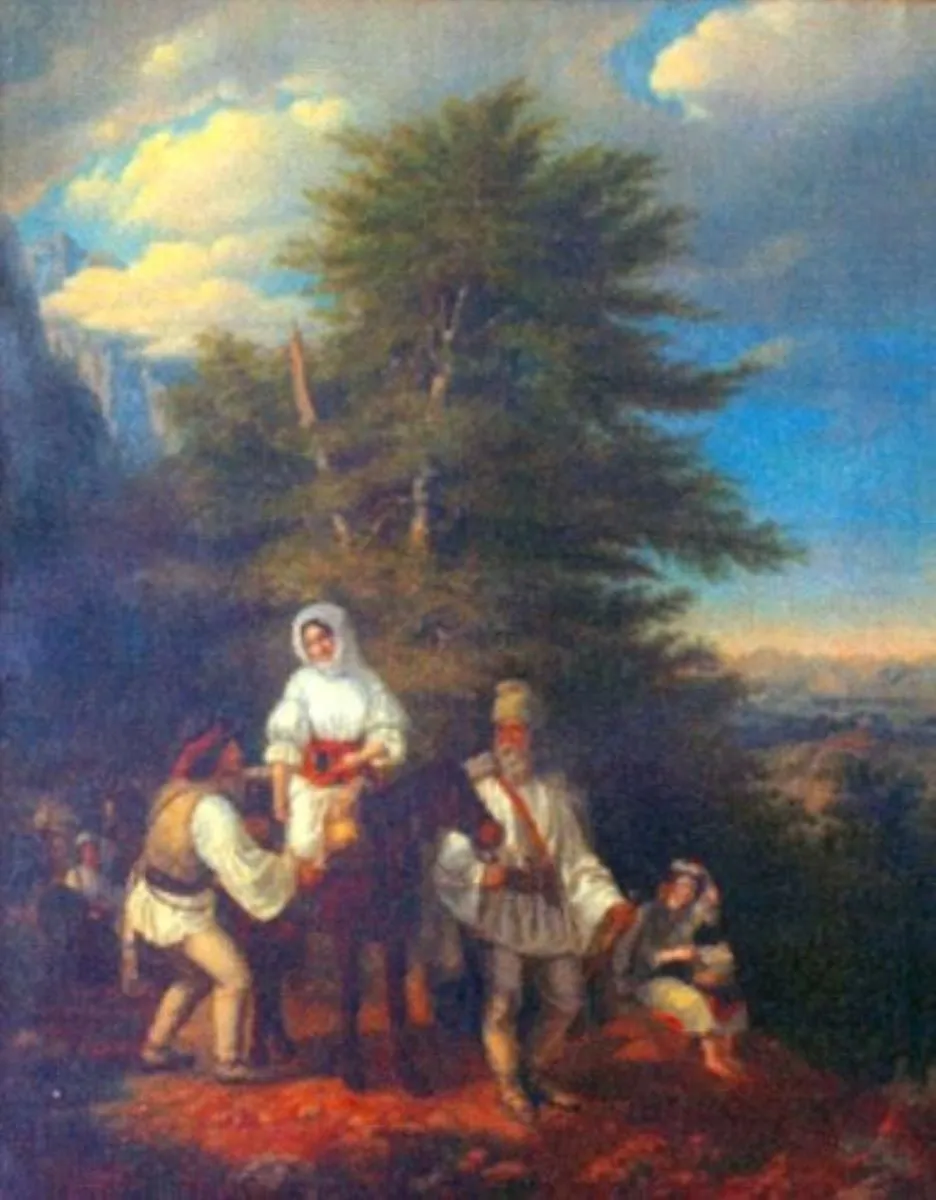 Familie românească plecând la târg (o variantă aflată la Muzeul Național de Artă Budapesta), by Miklós Barabás, unspecified