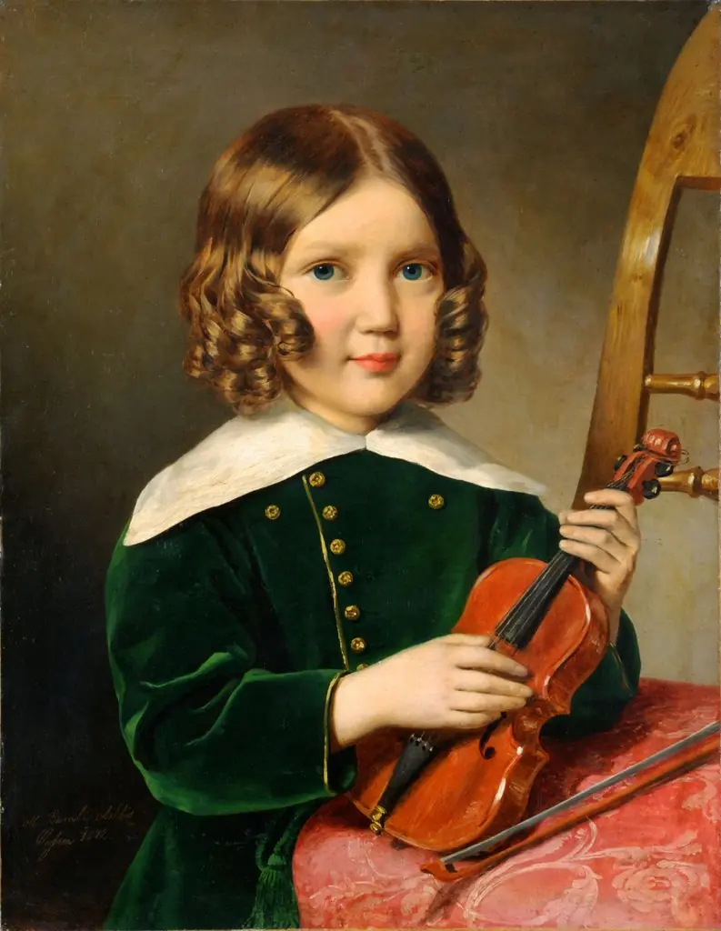 Little Boy with Violin, by Miklós Barabás