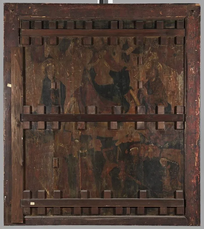 Legnica polyptych - right wing external - lower panel - obverse: Resurrection of Christ; reverse: Last judgement, by Mikołaj Obilman, tempera, 1466