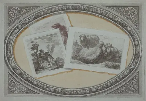 Trompe l'Oeil: Landscapes and Sheep, Using Original Copperplates, by Milanese 18th Century
