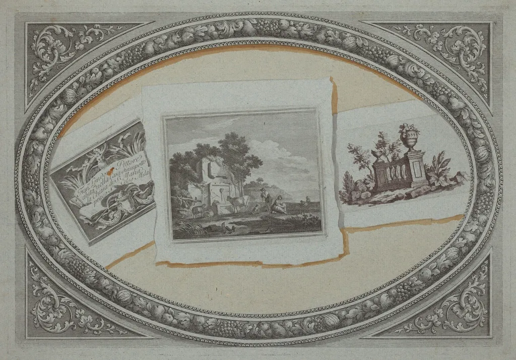 Trompe l'Oeil: Prints with Londonio's Calling Card, Using Original Copperplates, by Milanese 18th Century, watercolor, 1790
