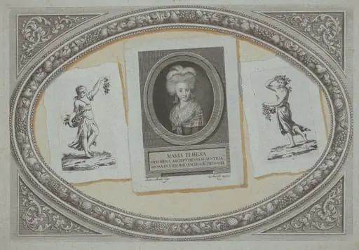 Trompe l'Oeil: Prints with Maria Teresa, Using Original Copperplates, by Milanese 18th Century