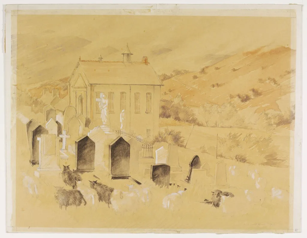 Addoldy-y-Bedyddwyr, Glyndyfrdwy, Merionethshire, by Mildred E. Eldridge, watercolor, 1943