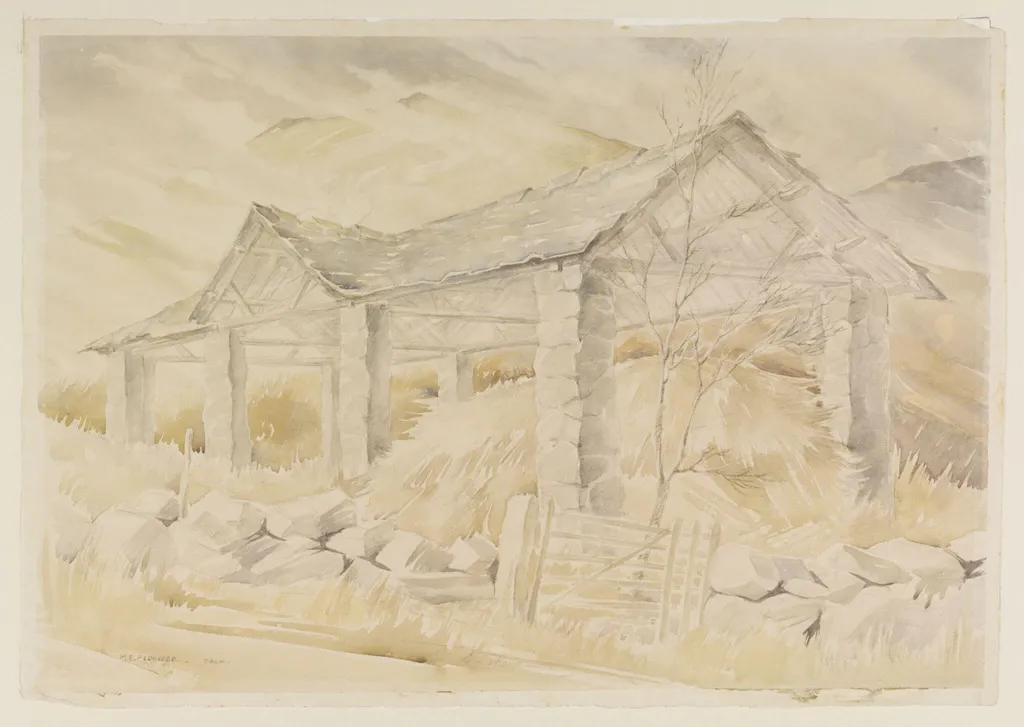 Barn at Bala, Merionethshire, by Mildred E. Eldridge, watercolor, 1941