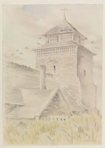 Bettws-y-Edewain Church Tower, Montgomeryshire, by Mildred E. Eldridge
