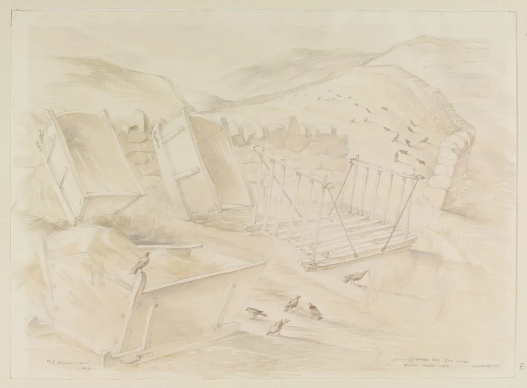 Gambo and Car Llusg below Cader Idris, Merionethshire, by Mildred E. Eldridge, watercolor, 1942