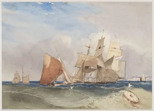 Sea-piece with shipping, by Miles Cotman