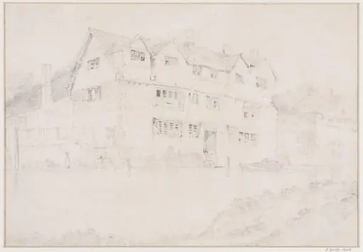 The river Wensum, with the backs of old hosues in King Street, Norwich, by Miles Cotman