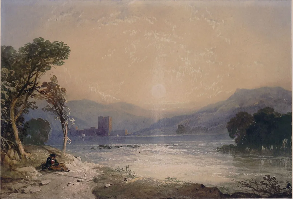 Lochleven Castle, by Miles Richardson, watercolor, 1843