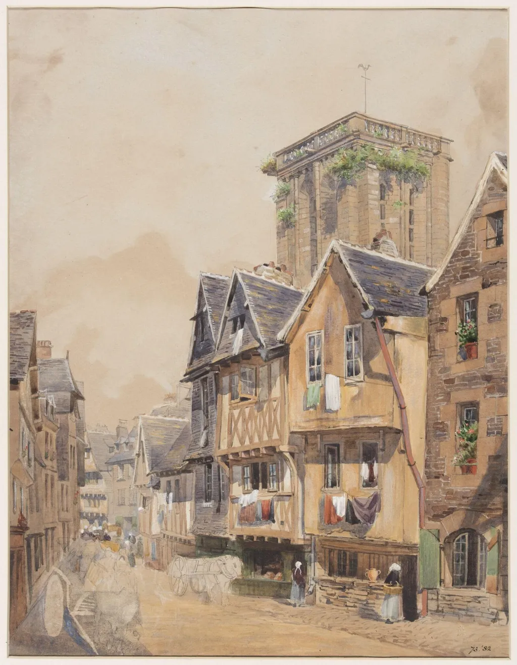 A Street in a Continental City, by Mills, watercolor, 1870