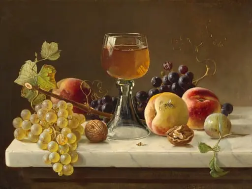 Marble Tabletop with Fruit and Wineglass, by Milne Ramsey