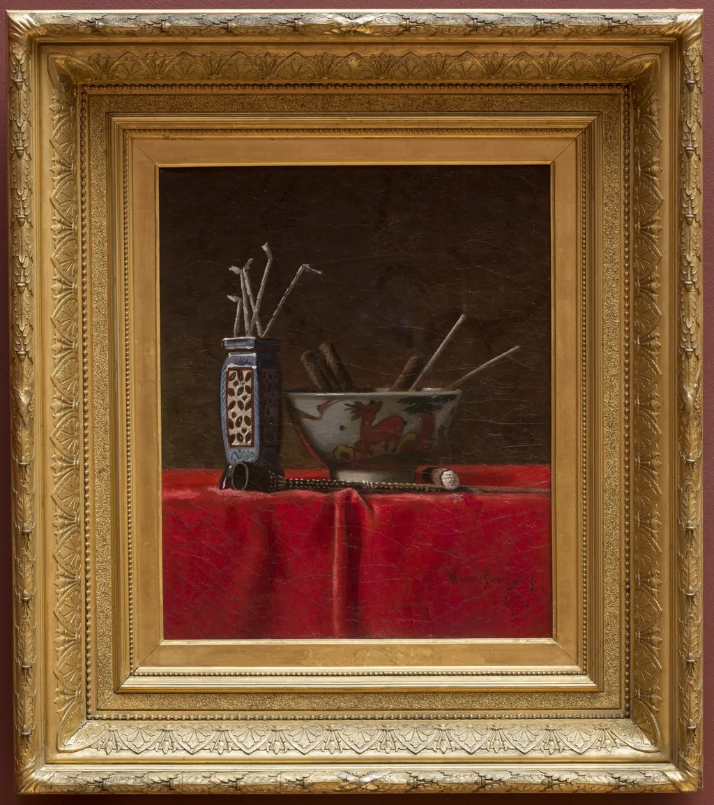 Still Life with Tapers and Cigars, by Milne Ramsey, oil, 1872