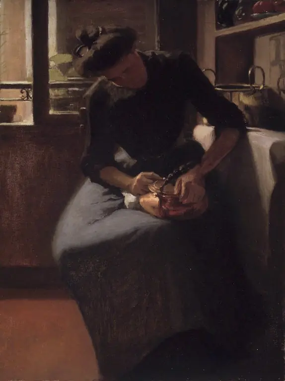 Woman Polishing a Kettle, by Minerva J. Chapman