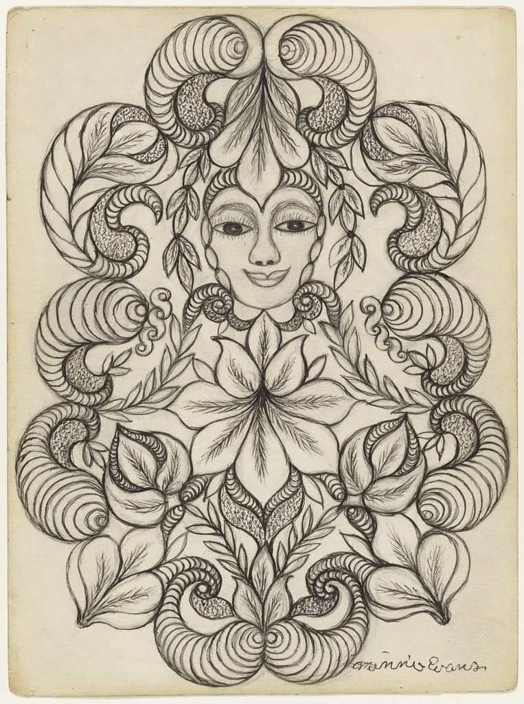 Untitled, by Minnie Evans, graphite, 1960