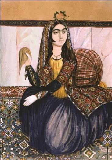 Portrait of a seated woman, by Mirza Gadim Iravani, unspecified, 1870