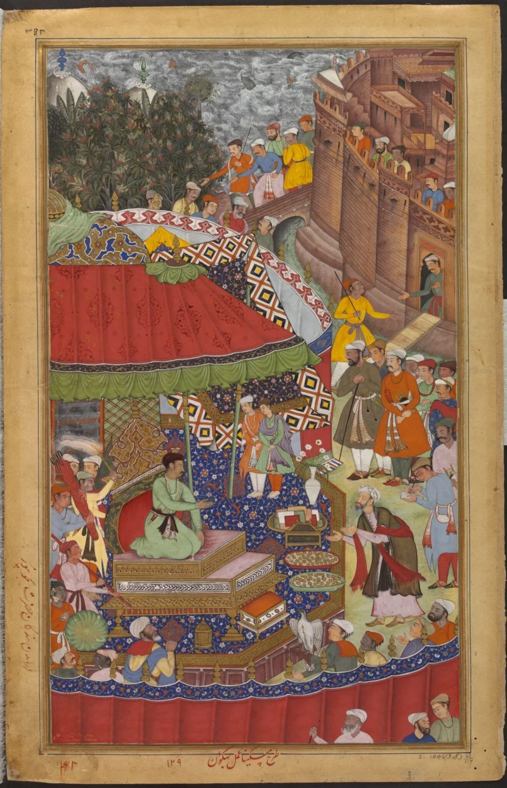Akbar and Asaf Khan, by Miskina, paint, 1592
