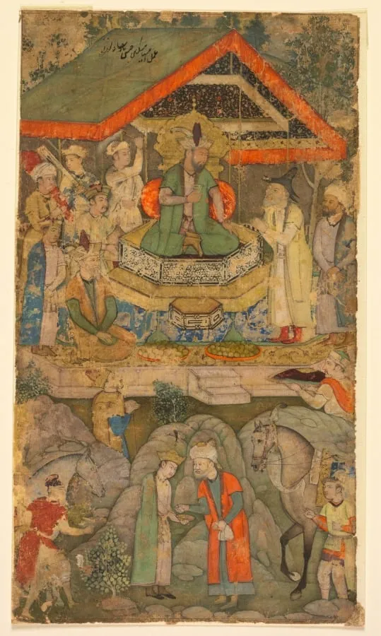 An Ambassador before Humayun, by Miskina, unspecified, 1610