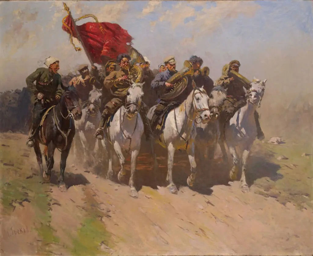 Трубачи Первой Конной армии, by Mitrofan Grekov