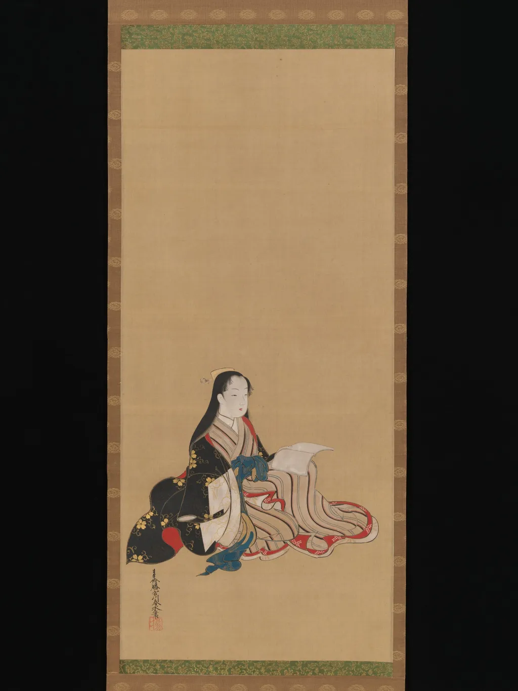 Young Woman with a Book, by Miyagawa Shunsui, unspecified, 1750
