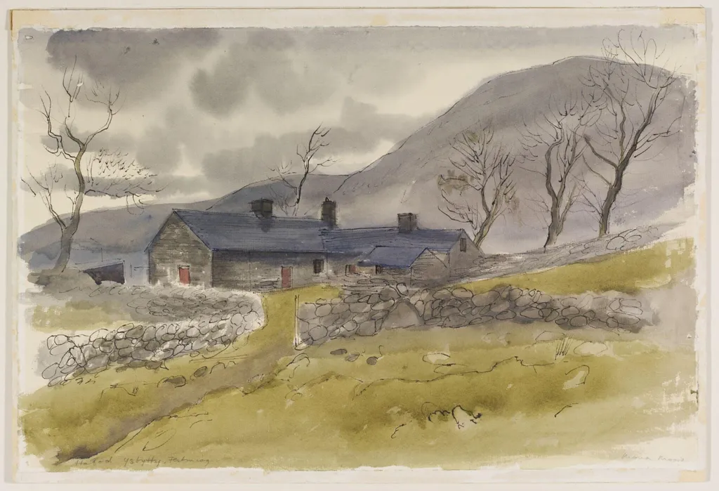 Hafod Ysbytty, Festiniog, Merionethshire, by Mona Moore, watercolor, 1940
