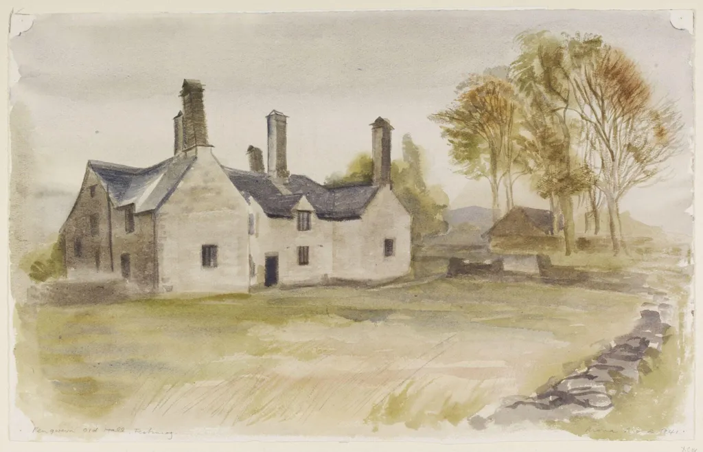 Pengwern Old Hall, Festiniog, Merionethshire, by Mona Moore, watercolor, 1941
