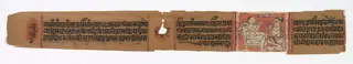 Monk Teaching Lay Disciple: Colophon page from a Kalpa-sutra and Story of Kalakacharya of Devachandra