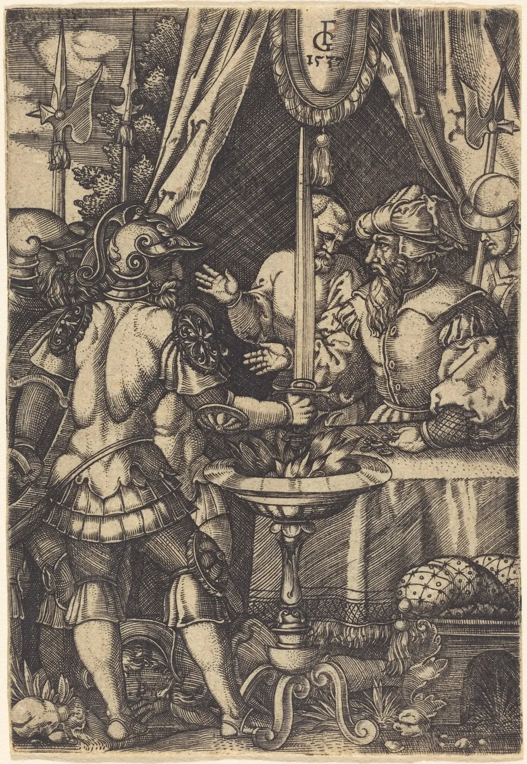 Mutius Scaevola, by Monogrammist FG, ink, 1537