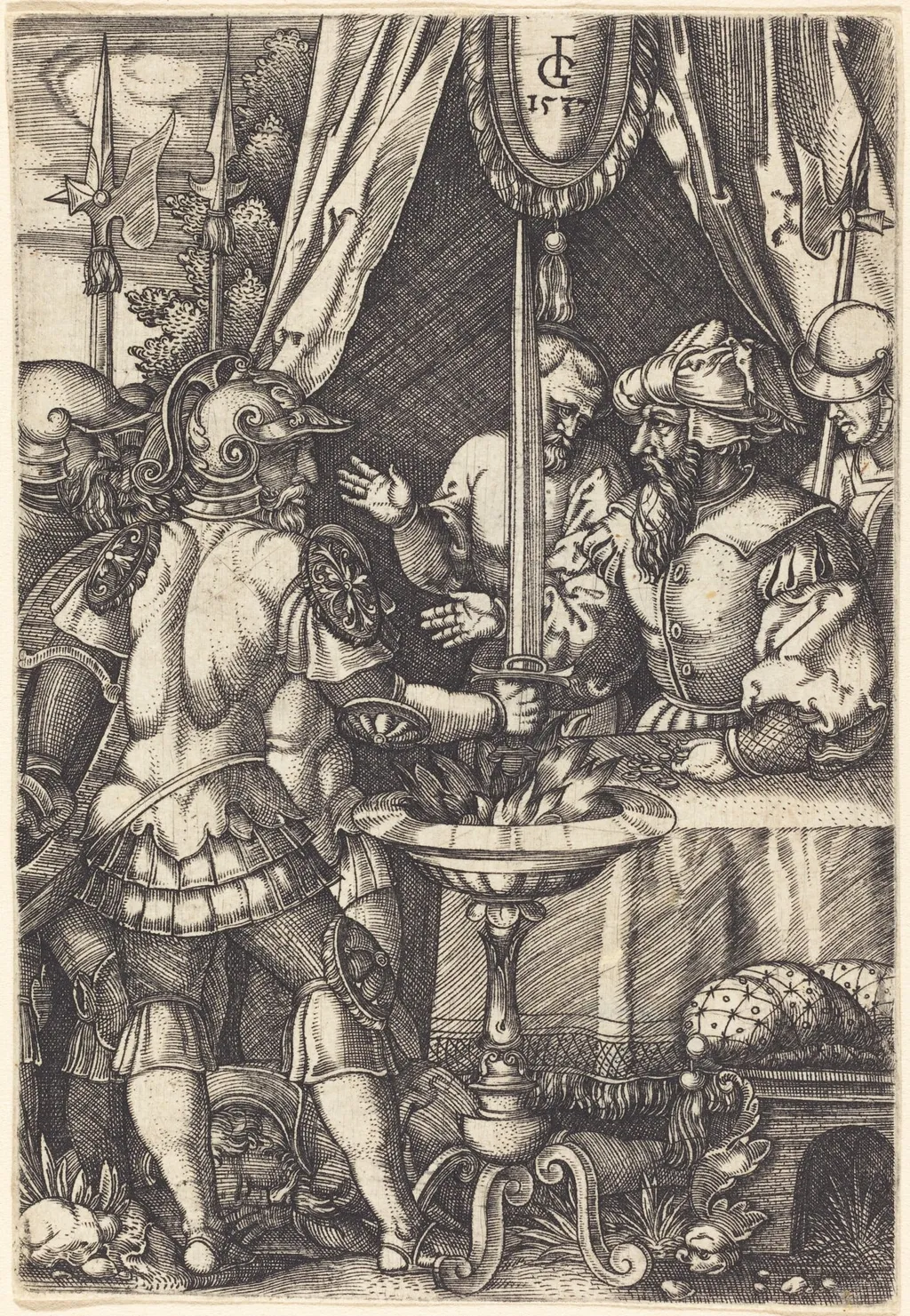 Mutius Scaevola, by Monogrammist FG, ink, 1537