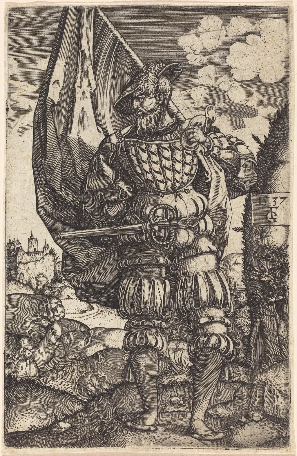 The Standard Bearer, by Monogrammist FG, ink, 1526