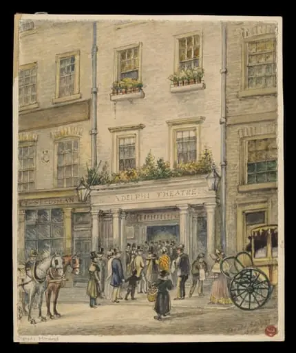 Watercolour of the Adelphi Theatre, by Morand