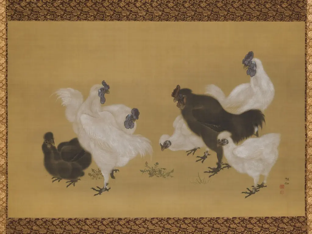 Silkies, by Mori Sosen, 1788